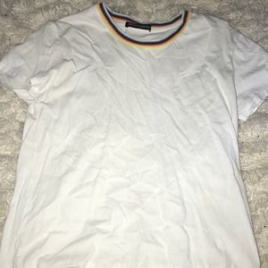 White brandy Melville top w rainbow detail
